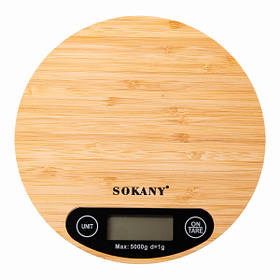 Ваги кухонні електронні SOKANY SK-19024 до 5 кг із плоскою платформою, дерево