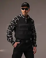 Сорочка бойова UBACS URBAN стрейч, чорно-біла клітинка, тактична, під бронежилет, форма для поліції та охорони