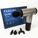 Акумуляторний масажер Fascial Gun KH-320 портативний ручний ударний м'язовий пістолет 4 насадки сірий, фото 11