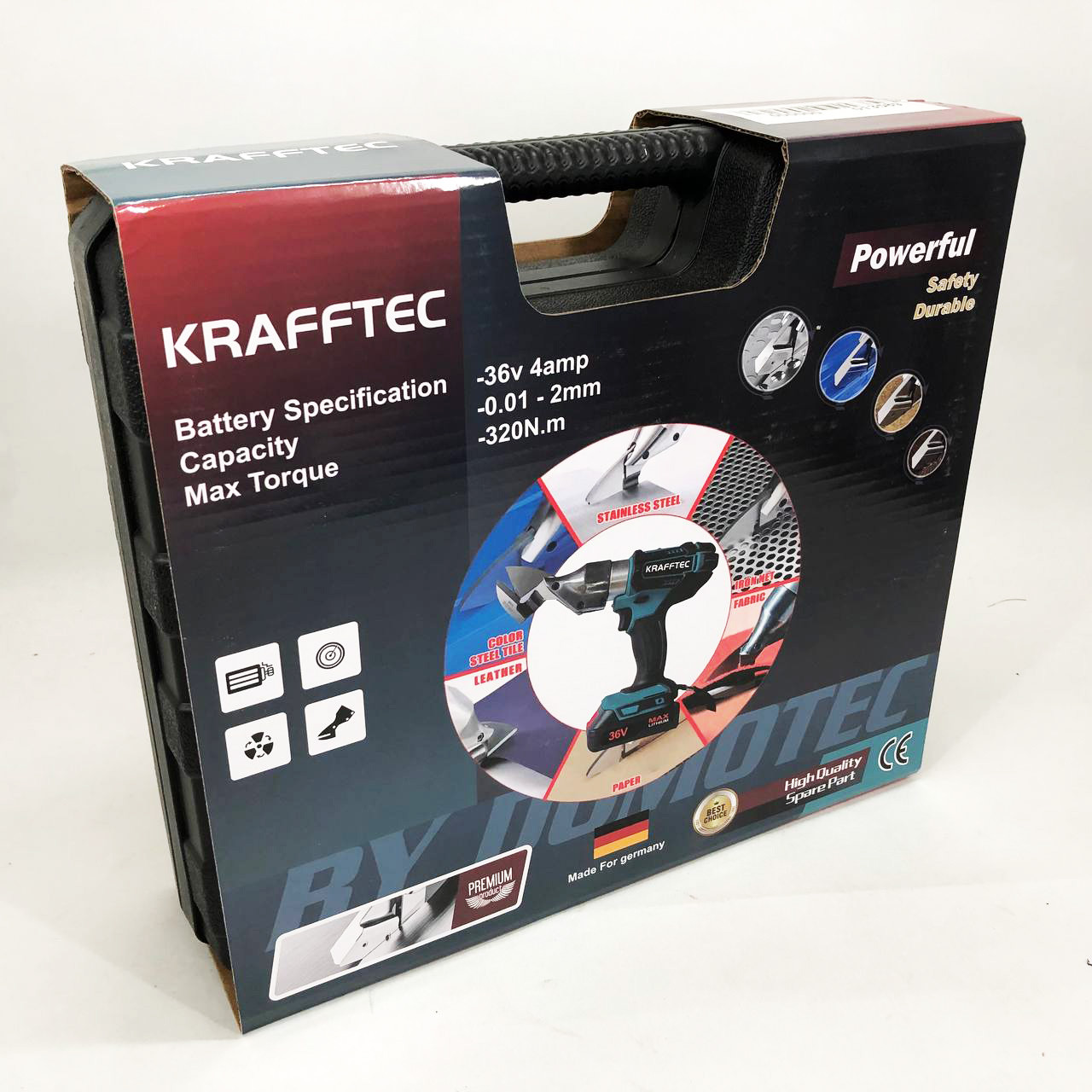 Акумуляторні ножиці для металу в кейсі Krafftec DJS130R, 2 акб 36V/5AP AuraHome