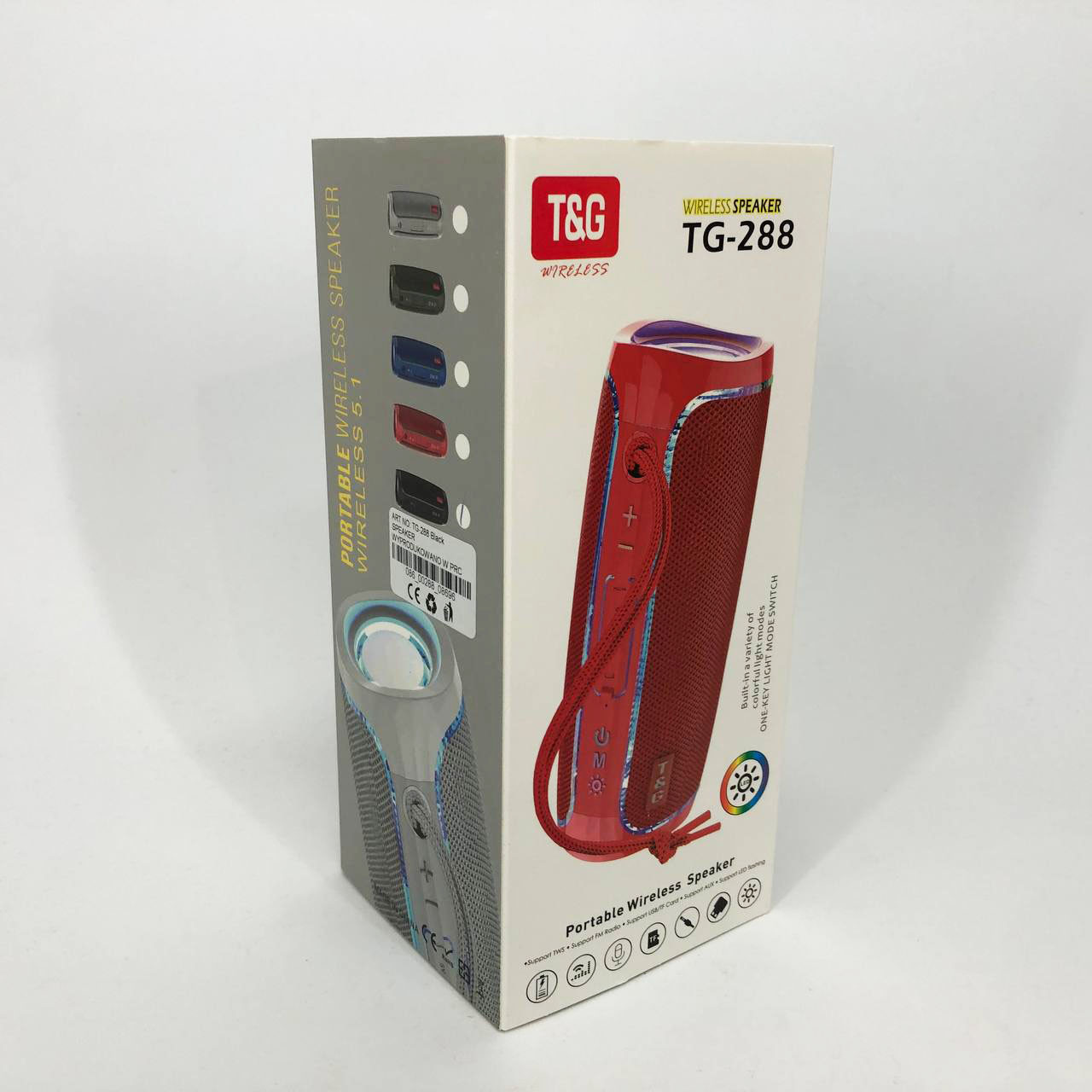 Портативна Bluetooth-колонка з LED-підсвіткою TG288, акумуляторна колонка для музики. Колір: чорний