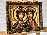 Іменна ікона з янтаря " Святий Борис і Гліб "  , ікона з бурштину Бориса і Гліба, фото 2