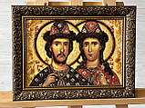 Іменна ікона з янтаря " Святий Борис і Гліб "  , ікона з бурштину Бориса і Гліба, фото 4