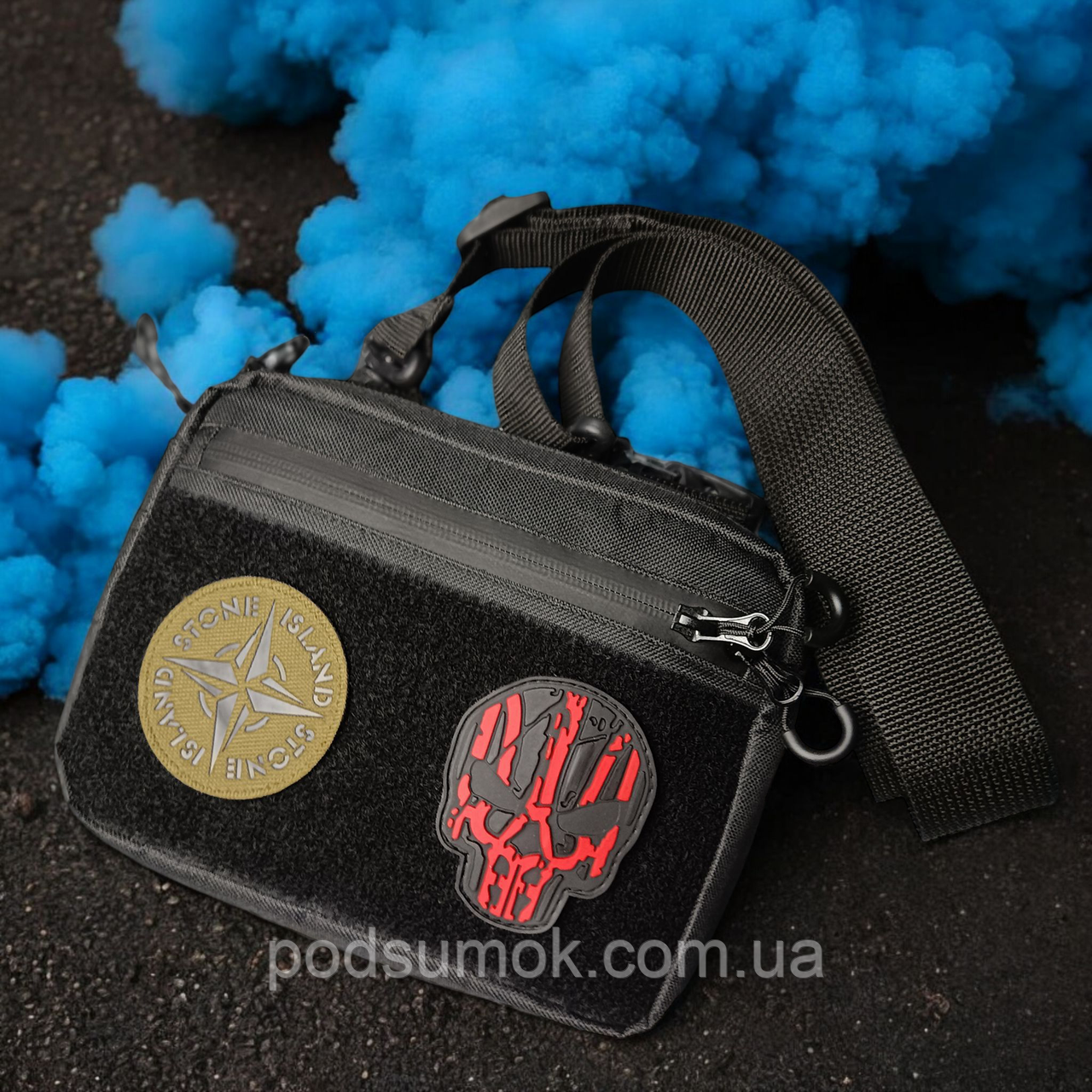 Тактична сумка MilStyle Mini компактна EDC-сумка з велкро, чорна, 22×17×4 см, фото 1