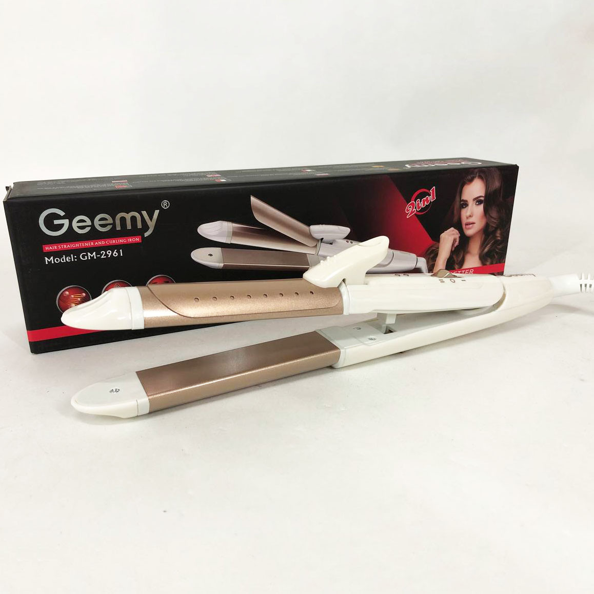 Щипці прасок для волосся GEMEI GM-2961, стайлер для завивання, прилад для завивання волосся, прасок