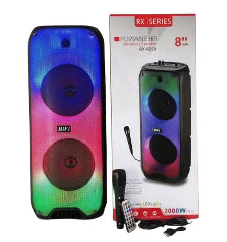 Портативна колонка Bluetooth HiFi RX-8250 акумуляторна акустика для караоке Bluetooth 5.0 60 Вт, фото 1
