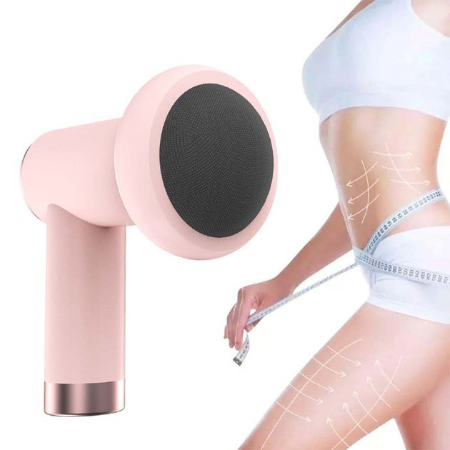 Масажер антицелюлітний для тіла рук і ніг 4 насадки 6 швидкостей Deep Rolling Massager. Колір: рожевий