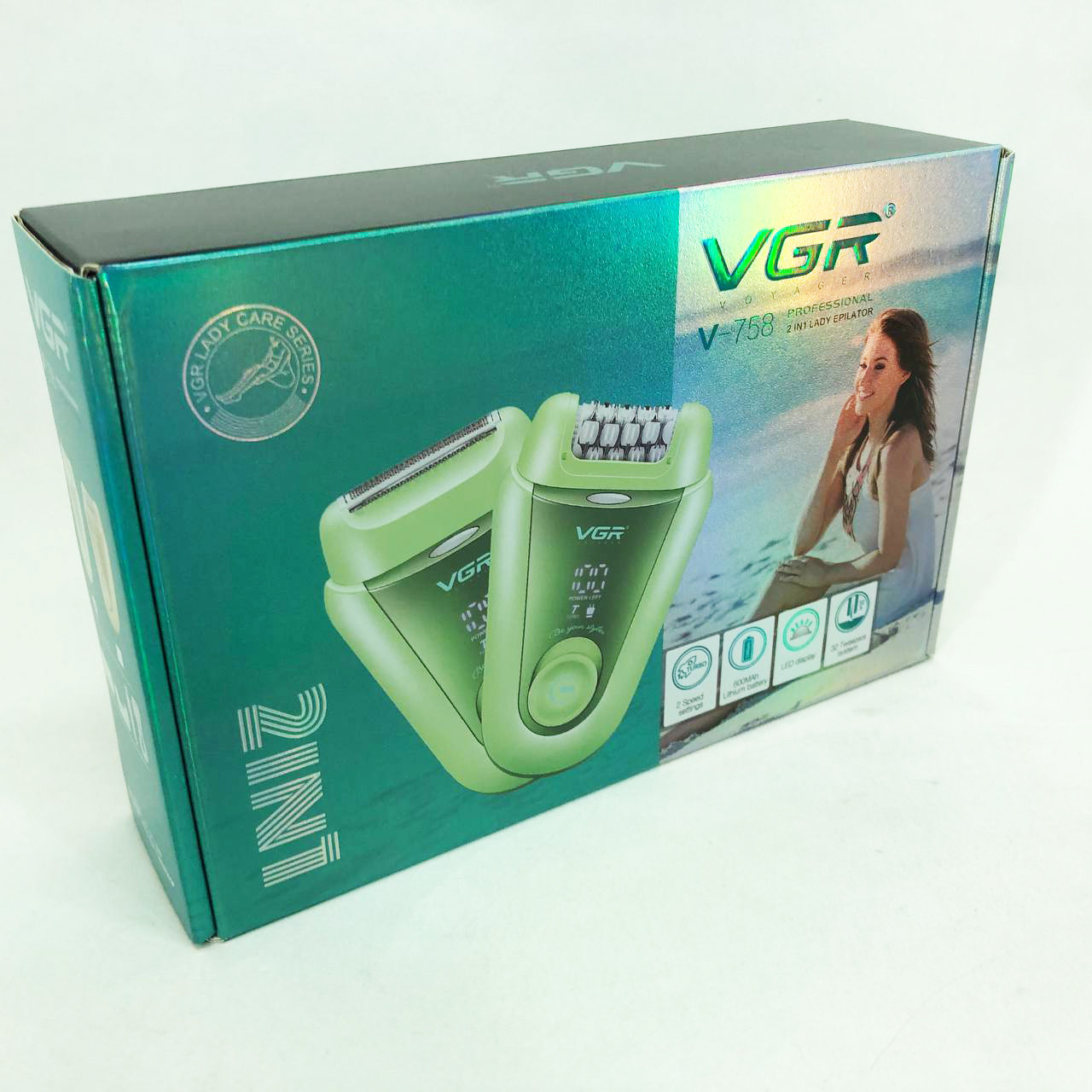 Епілятор VGR 2 в 1 V-758. Колір: зелений