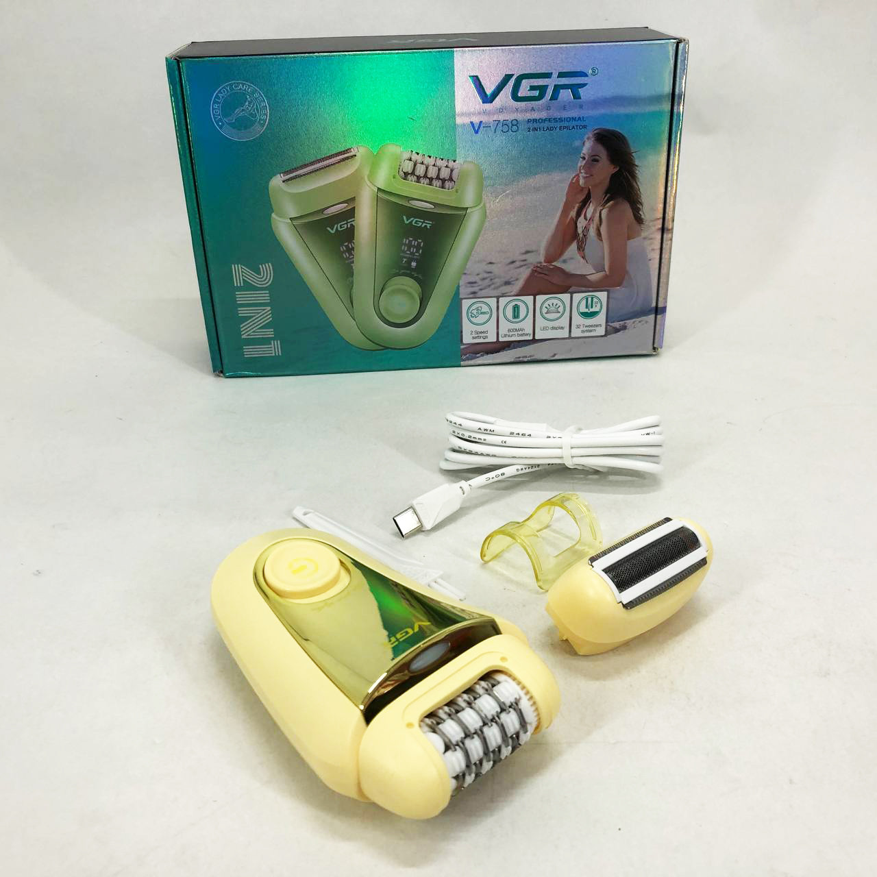 Епілятор VGR 2 в 1 V-758. Колір: жовтий