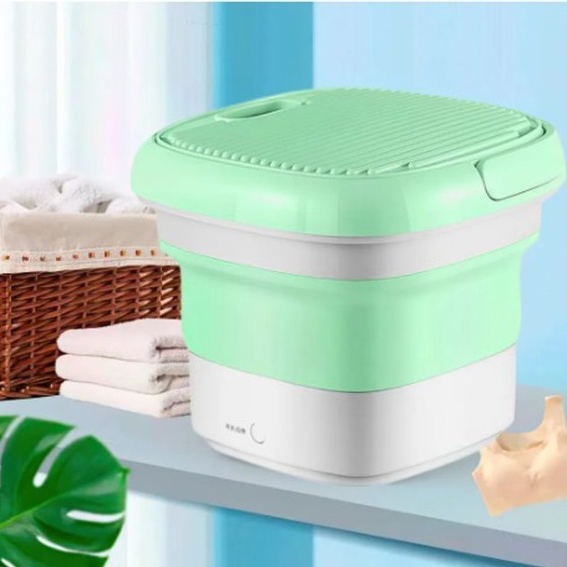Складана пральна машина MAXTOP silicon washing machine, Портативне прання відро. Колір: зелений AuraHome