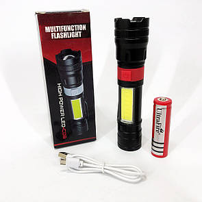 Ліхтар ручний акумуляторний PL-826-P70-COB (white+red), Портативний точковий ліхтар, Похідний ліхтарик