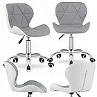 Зручне комп'ютерне крісло на колесах RIVELLO, анатомічна спинка, матеріал екокожу, колір біло-сірий, фото 2