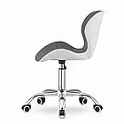 Зручне комп'ютерне крісло на колесах RIVELLO, анатомічна спинка, матеріал екокожу, колір біло-сірий, фото 7