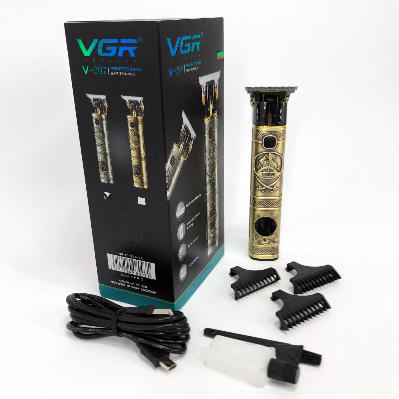 Машинка для стриження волосся й бороди VGR V-097, Бритва тример для професіоналів. Колір: срібний