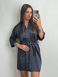 Халат жіночий ШОВКОВИЙ ГРАФІТ 074/22