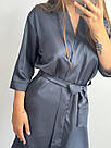 Халат жіночий ШОВКОВИЙ ГРАФІТ 074/22, фото 7