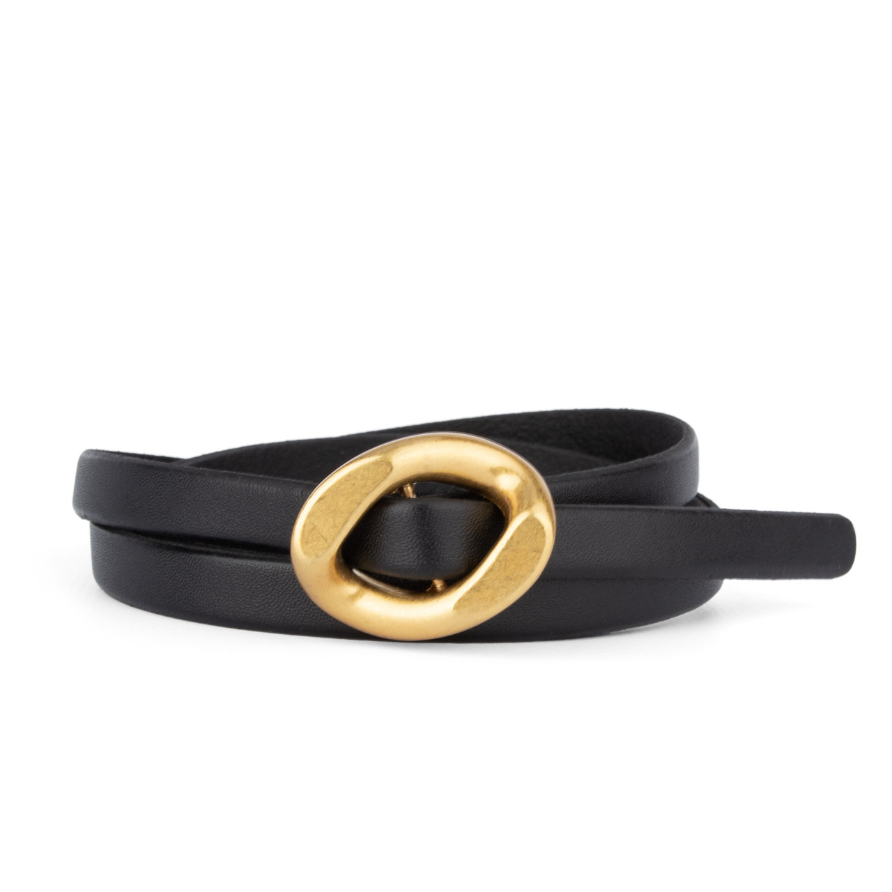 Ремінь шкіряний жіночий вузький чорний HC-1001 (120 см) під сукню, фото 1