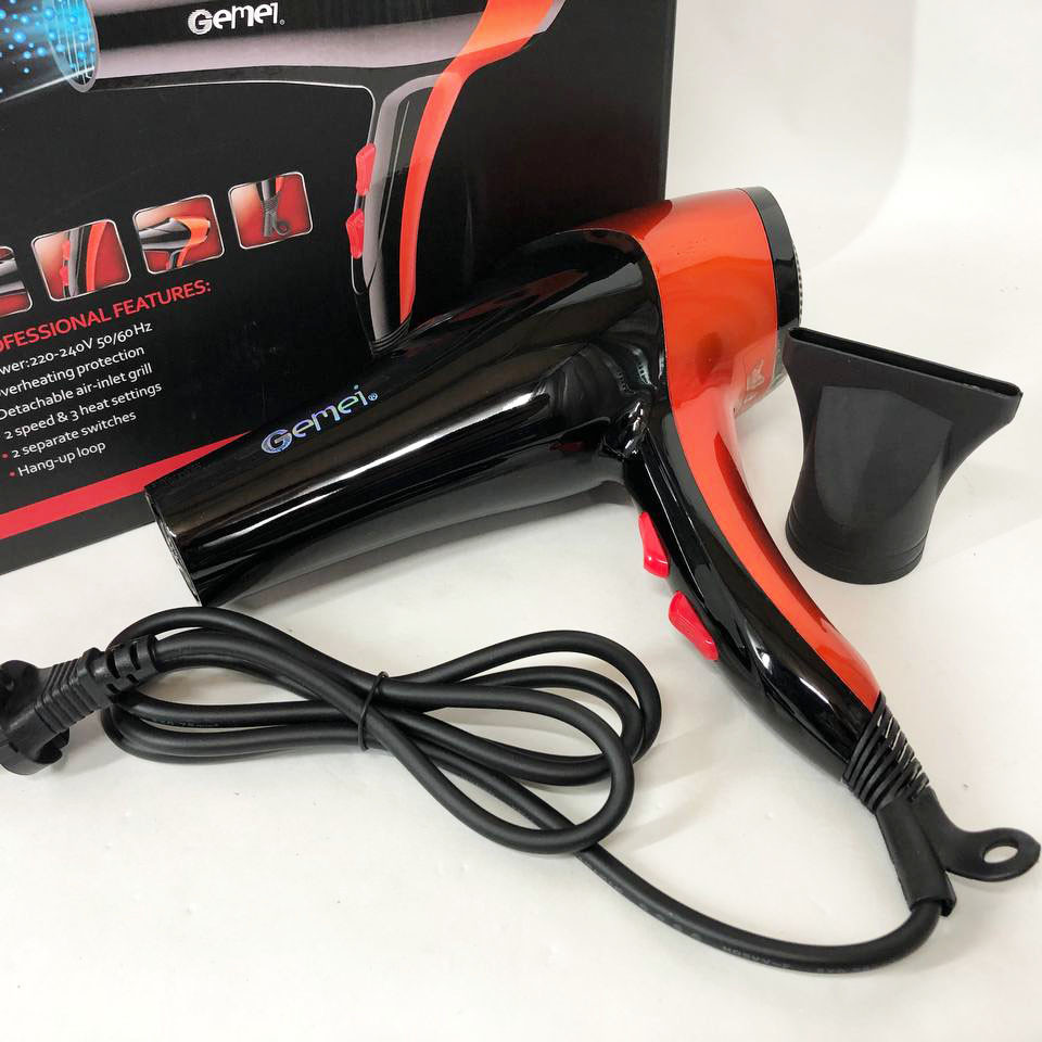 Фен GEMEI GM-1766 2.6 кВт АС, фен для голови, жіночий фен для волосся, фен сушіння. Колір: оранжевий