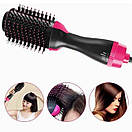 Фен Щітка гребінець 3в1 One step Hair Dryer 1000 Вт 3 режими випрямляч для укладання волосся стайлер із функцією, фото 5