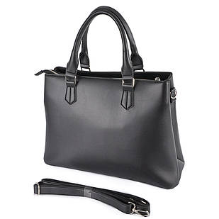 ЧОРНА - велика каркасна якісна сумка в стилі "Tote Bag", відділення на блискавці (Луцьк, 723)