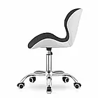 Крісло комп'ютерне на прогумованих колесах RIVELLO хромоване, матеріал екокожа, колір чорно білий, фото 2