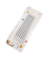 Свічки в торт срібло перламутр, 6 штук