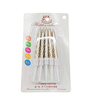 Свічки для торта рожеве золото металик з підставкою, 10 штук