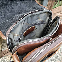 Чоловіча шкіряна сумочка через плече 24х20х6, месенджер із натуральної шкіри Tiding Bag, коричнева, фото 5