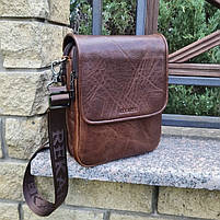 Чоловіча шкіряна сумочка через плече 24х20х6, месенджер із натуральної шкіри Tiding Bag, коричнева, фото 8