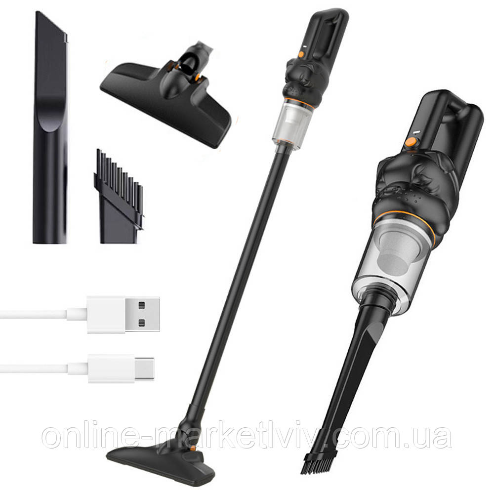 Бездротовий пилосос + 3 насадки, з USB, YT-M2044 / Ручний міні пилосос / Акумуляторний пилосос