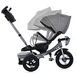 Велосипед триколісний дитячий з батьківською ручкою TURBO TRIKE MT 1007-8 Світло-сірий, фото 6