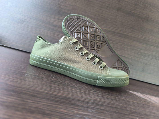 СКИДКА 44 р Мужские зеленые хаки кроссовки кеды конверсы AIL STAR под Converse all star chuck teylor, фото 4