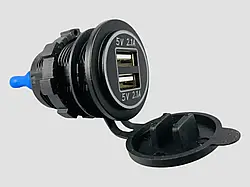 Гніздо зарядне універсальне (вхід 12V/24V) два виходи USB 5V/2.1A; 5V/2.1A. DTL-2577