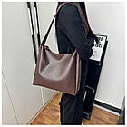 Сумка-шопер жіноча з внутрішнім відділенням на блискавці. Сумка тоут базова бордо, фото 9