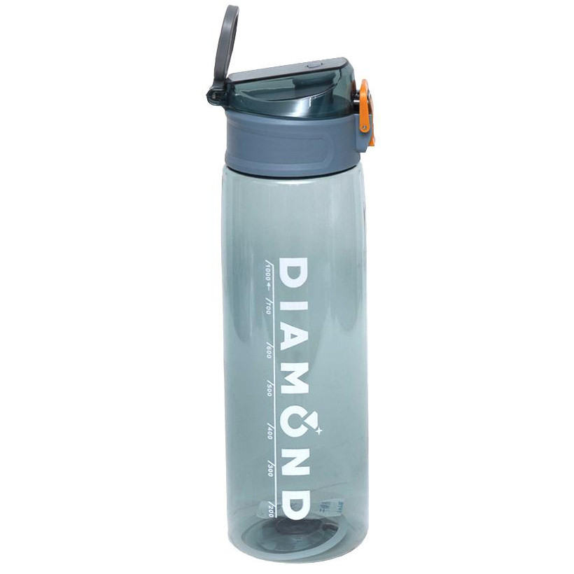 Пляшка для води спортивна пластик 1 літр, силіконовий ущільнювач, ситечко, синя