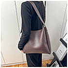 Сумка-шопер жіноча з внутрішнім відділенням на блискавці. Сумка тоут базова бордо, фото 10