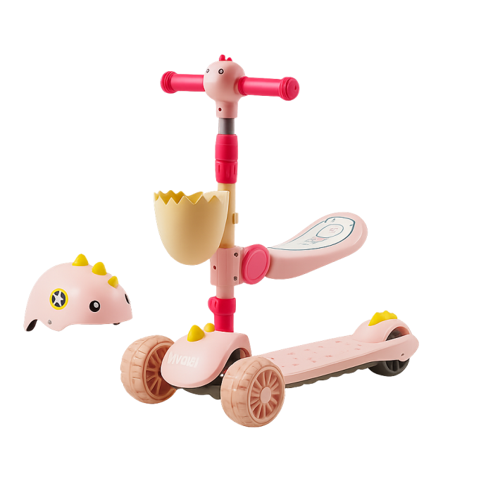 Дитячий самокат-трансформер CITY LINE K2 6в1, з шоломом, сидінням, кошиком та світлом, до 40 кг, фото 1