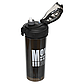 Пляшка шейкер для води спортивна пластик 0,8 літра, гумовий ущільнювач, трубочка + вінчик, чорна, фото 2