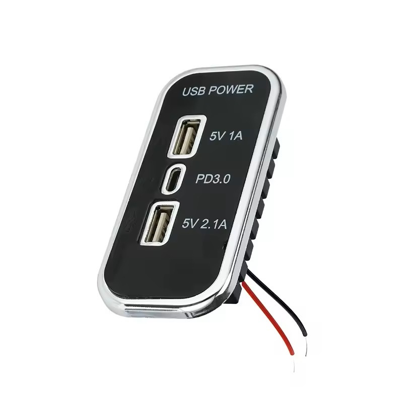 3-портова USB-розетка 12-24 В, 3,1 А, подвійний порт USB A та порт 3.0 USB type C