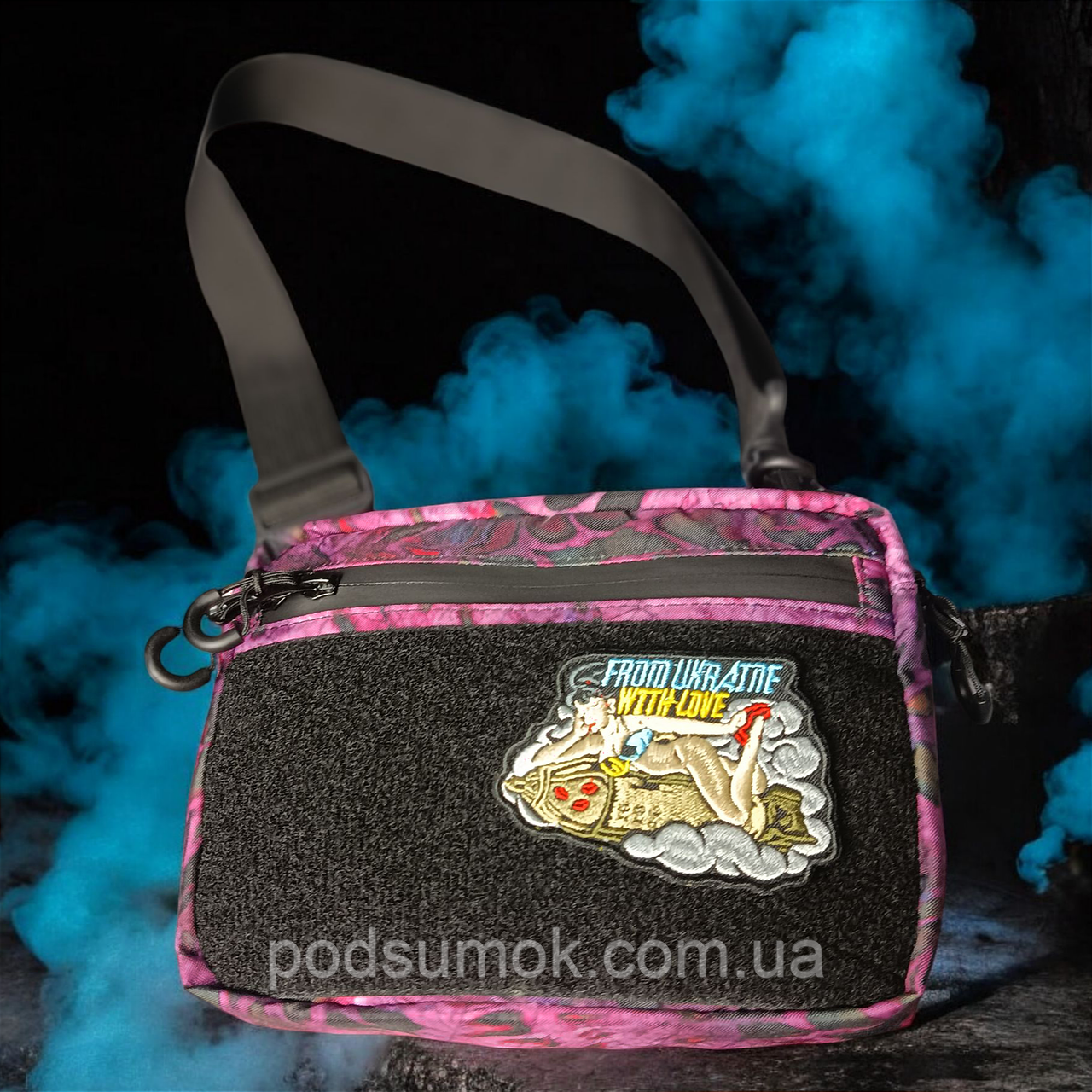 Тактична сумка MilStyle Mini компактна EDC-сумка з велкро, рожевий камуфляж, 22×17×4 см, фото 1