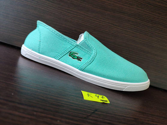 СКИДКА 37 р Lacoste Мокасини сліпони кеди балетки бірюзові м'ятні літні легкі, фото 2