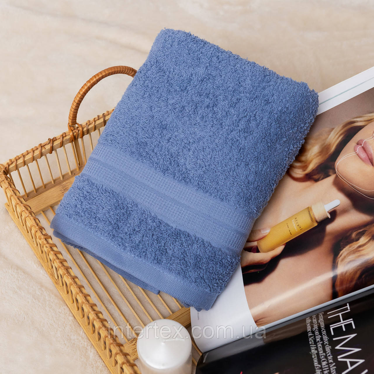 Рушник лицьовий махровий Туреччина (індіго) 90х50 см, фото 1