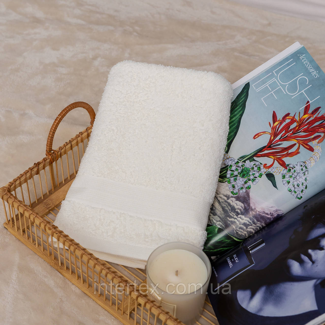 Рушник лицьовий махровий Туреччина (кремовий) 90х50 см, фото 1