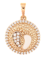 Кулон Xuping Позолота 18K «Дитячі слідочки з кристалами та білою емаллю» для ланцюжка до 6мм