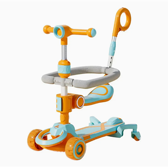 Дитячий самокат CITY LINE Baby Care 388 4в1, з батьківською ручкою, сидінням, LED-підсвіткою та кошиком