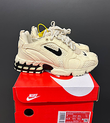 Літні кросівки Nike Air Zoom Spiridon Stussy cage 2 beige Найк Зум Стуссі бежеві текстиль сітка чоловічі жіночі