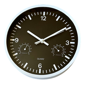 Годинник настінний Timelike™ (25 см) з термометром та гігрометром M-02-B чорний