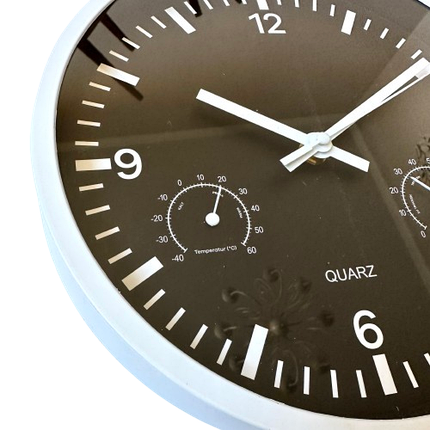Годинник настінний Timelike™ (25 см) з термометром та гігрометром M-02-B чорний, фото 3