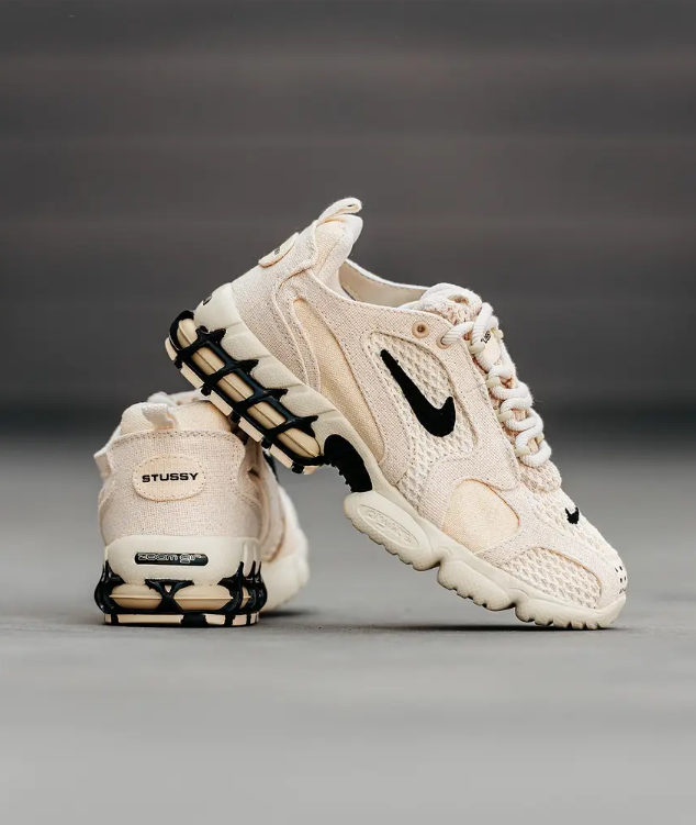 Літні кросівки Nike Air Zoom Spiridon Stussy cage 2 beige Найк Зум Стуссі бежеві текстиль жіночі чоловічі