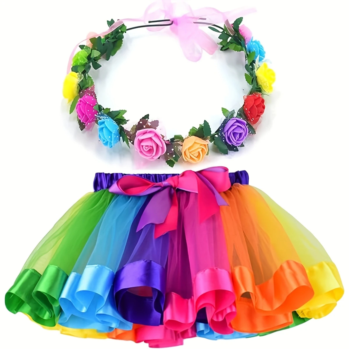 Костюм для девочки цветочек юбка и венок на голову, фото 1